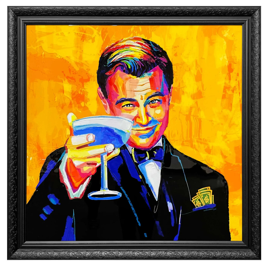Mansion atmosphere Pop-Art und Street-Art Gemälde Leonardo Cheers handgemalte Leinwand in Gelb und Multicolour, B/H: 100 x 100 cm - Bild 1