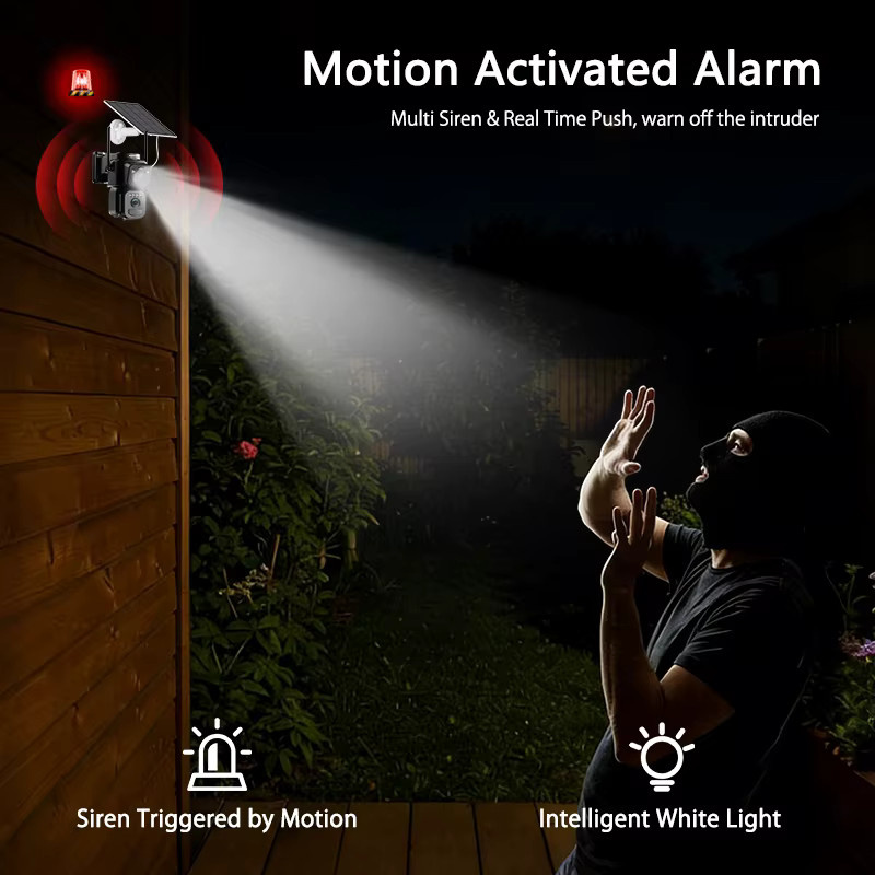 SZSINOCAM WLAN Dual-Objektiv Solarkamera für Außenbereich in Schwarz mit eingebauter Batterie und Solarpanel als drahtlose Überwachungskamera mit Alarm - Bild 4