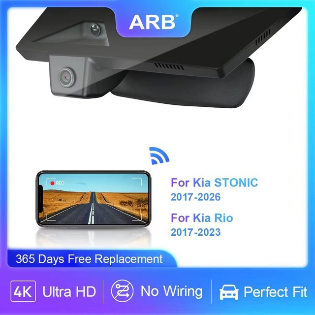 ARB 4K UHD Dashcam mit WLAN und App-Steuerung für Kia Stonic 2017-2026 und Rio 2017-2023 in Schwarz - Bild 1
