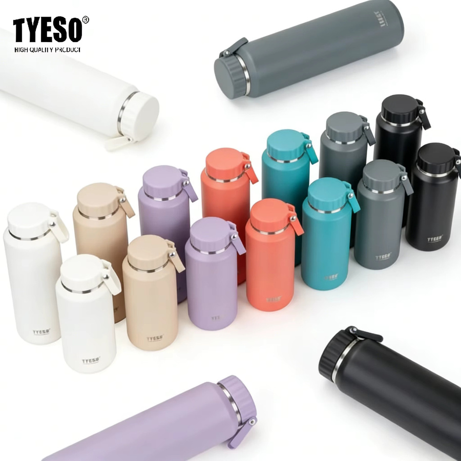 Tyeso Vakuum-Isolierflasche mit Easy-Pull-Becher und Griff, tragbare Thermoskanne für Sport und Freizeit, 710 ml - Bild 4