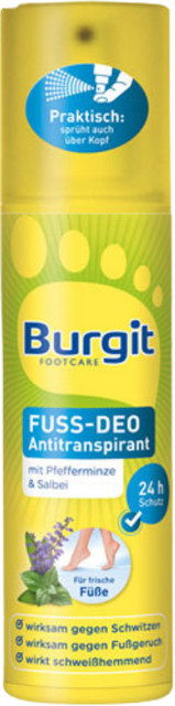 Burgit Fuss-Deo Antitranspirant Spray, Pfefferminze & Salbei, 175 ml - Bild 1