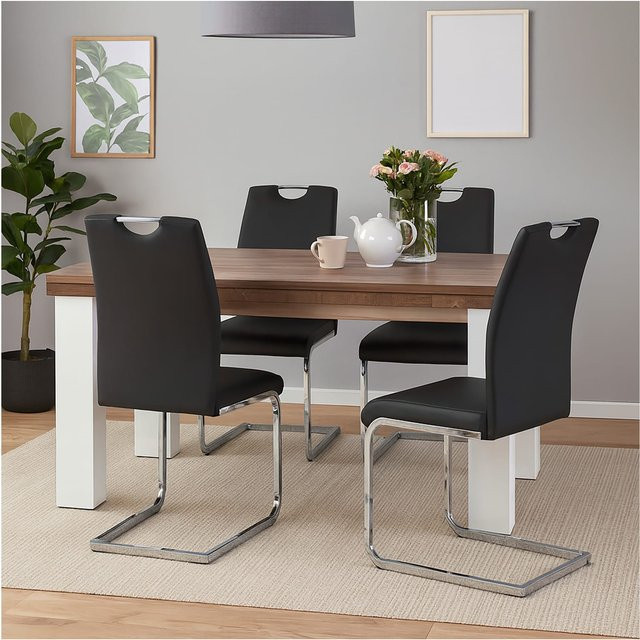 HTI-Living Esszimmerstuhl 4er Set Nelly in Schwarz mit Kunstlederbezug und Freischwinger-Gestell - Bild 1