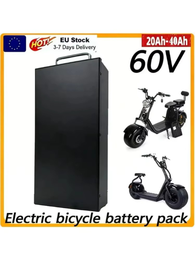 Elektrischer Li-Ionen-Akkupack für Elektro-Motorräder und Citycoco-Roller, 60V, Schwarz - Bild 1
