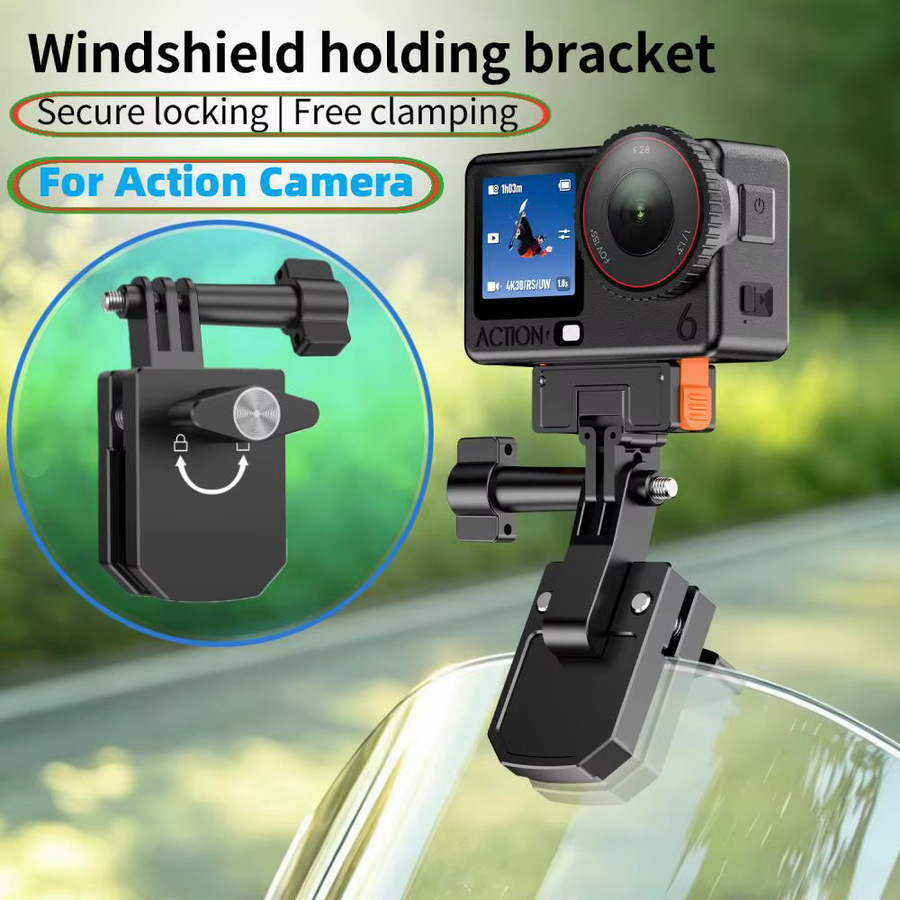 Motorrad-Windschutzscheibenhalterung aus Aluminiumlegierung für DJI Osmo Pocket 3, Action 5 Pro, Action 6 und GoPro, Insta360 X4, X5, GO Ultra in Schwarz - Bild 3