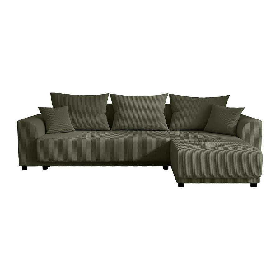 Vente-unique Schlafsofa Nessaro in Khaki mit Cord-Bezug, L-Form, Breite: 240 cm - Bild 2