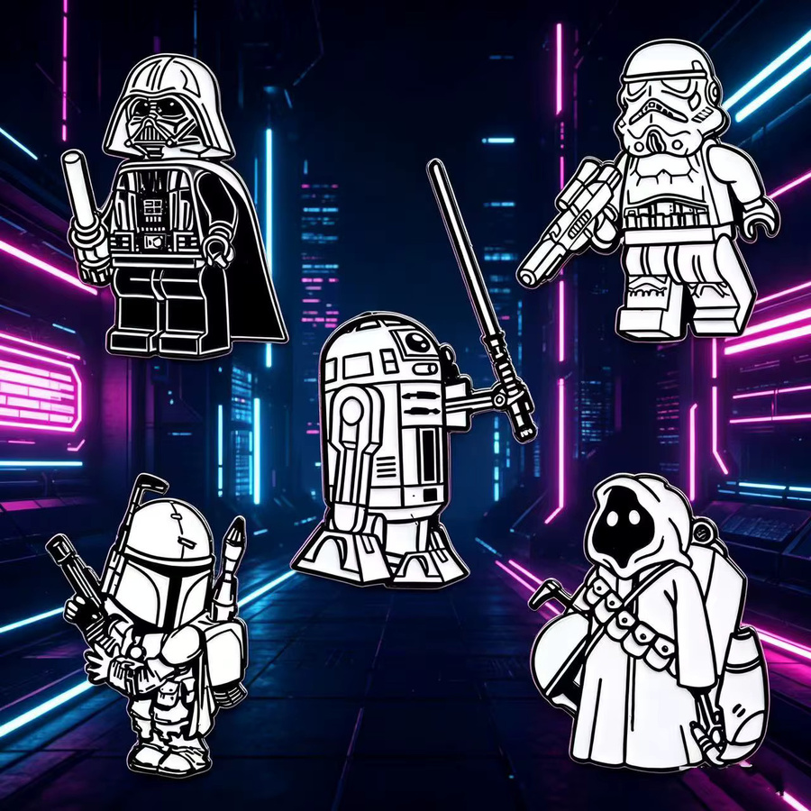 Star Wars Broschen-Set, 5-teilig, Metall, Bunt - Bild 1