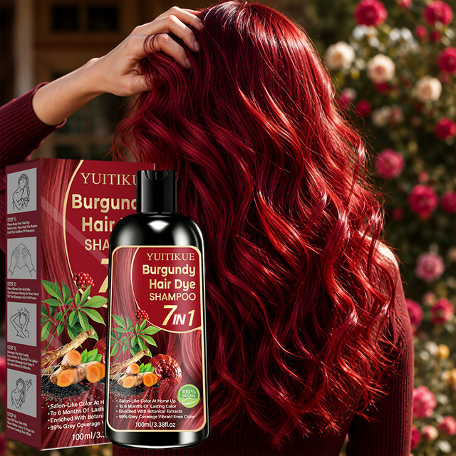 YUITIKUE Haarfärbeshampoo, Burgunder, Unisex - Bild 1