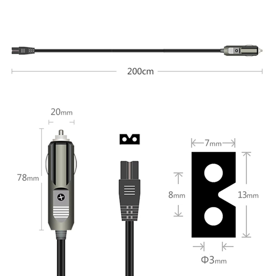 12 V Netzkabel für Auto-Kühlschränke mit Gefrierfach, schwarz - Bild 6
