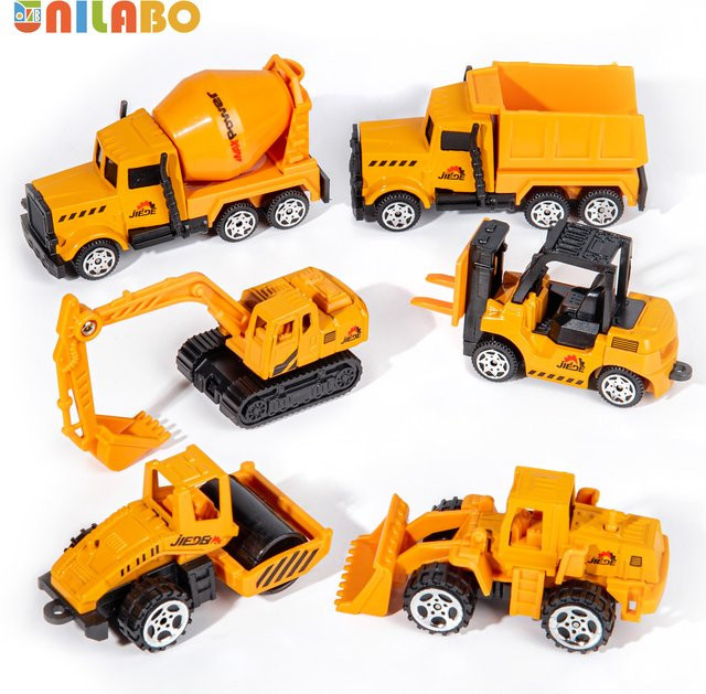 Unilabo 6 kleine Baufahrzeuge, Mini-LKW-Spielzeug, aus Legierung, 6-teiliges Set - Bild 1