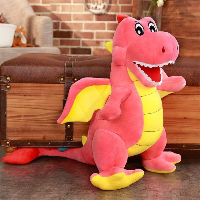 Boutique Toy Tribe Dinosaurierfigur, Feuerdrache und Flugsaurier Plüschtier, Große Stoffpuppe, 70cm, rosa - Bild 1
