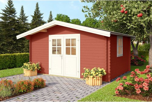 Mr. GARDENER Gartenhaus Donau aus Holz in Rot, B/H/T: 424,4 x 245 x 348 cm - Bild 1