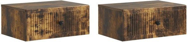 vidaXL Nachttisch Set 2 Stück in Geräucherte Eiche, Wandmontage, Modern, B/T/H: 49 x 34,5 x 20 cm - Bild 1