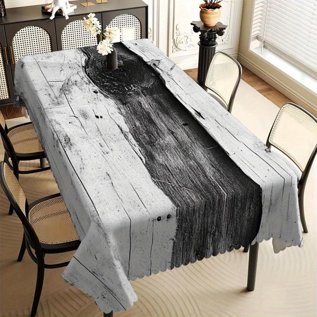 JMG Household Supplies Tischdecke mit Schwarz-Weiß Holz-Design, Wasserabweisend und Waschbar, B/T: 100 x 160 cm - Bild 1