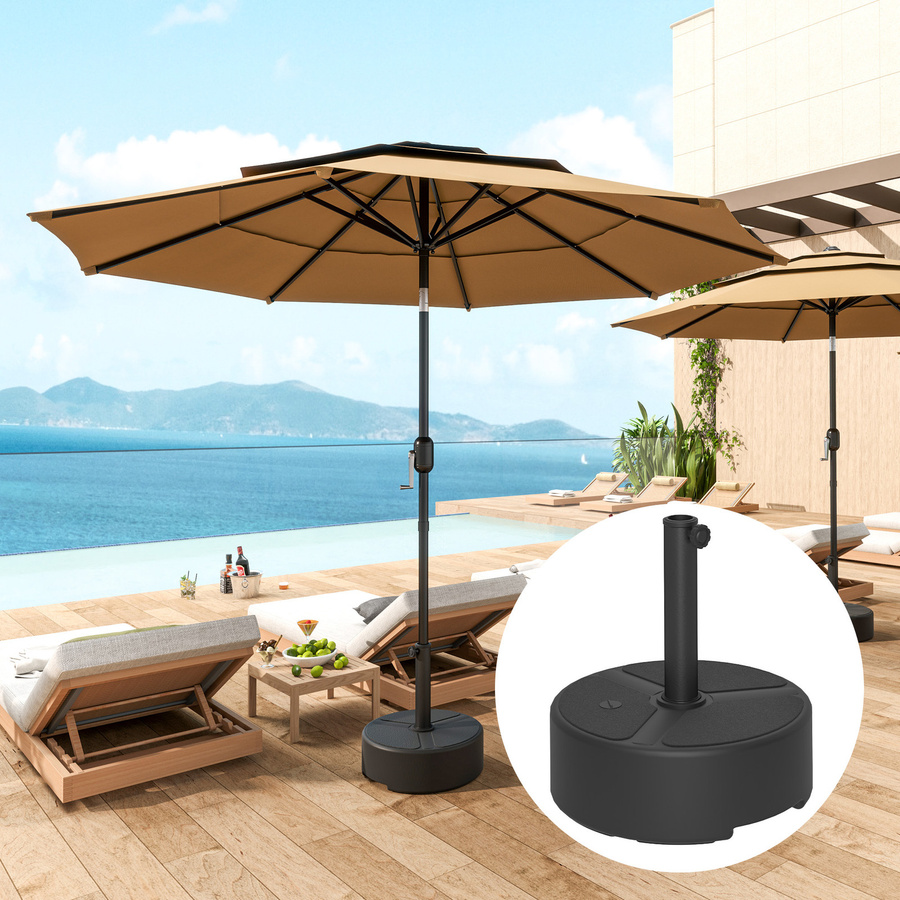 Outsunny Sonnenschirmständer aus HDPE-Kunststoff in Schwarz, befüllbar mit Sand oder Wasser für Sonnenschirme mit Ø38mm oder Ø48mm - Bild 2