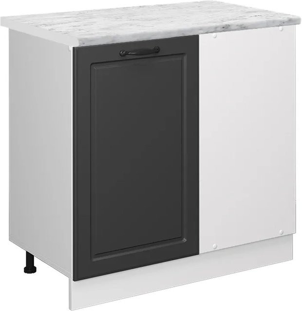 Vicco R-Line Eckunterschrank Küchen Eckschrank in Anthrazit und Weiß im Landhausstil mit Marmor-Optik, B/T/H: 86 x 46 x 81,6 cm - Bild 1