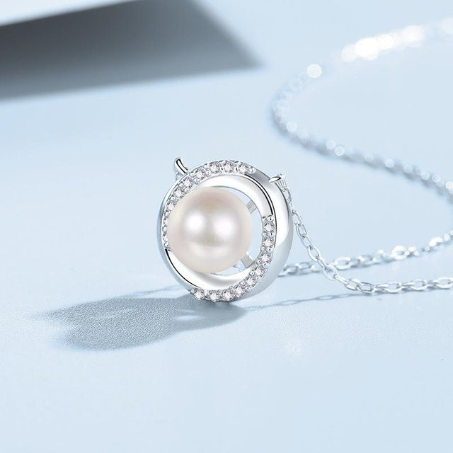 Lucky Star Jewelry Halskette, 999 Silber, Perle, Zirkonia, Damen - Bild 1