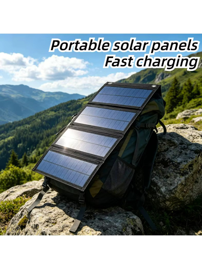 EESBAO Faltbares Wasserdichtes Solarpanel mit USB-A Anschluss für Outdoor-Camping und Wandern, Schwarz - Bild 7