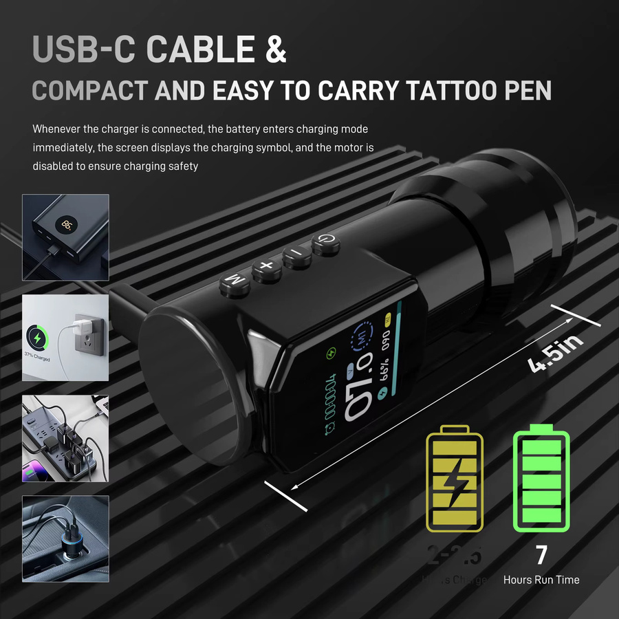 YILONG Tattoo Kit mit 1500mAh Netzteil und LED-Bildschirm - Bild 3