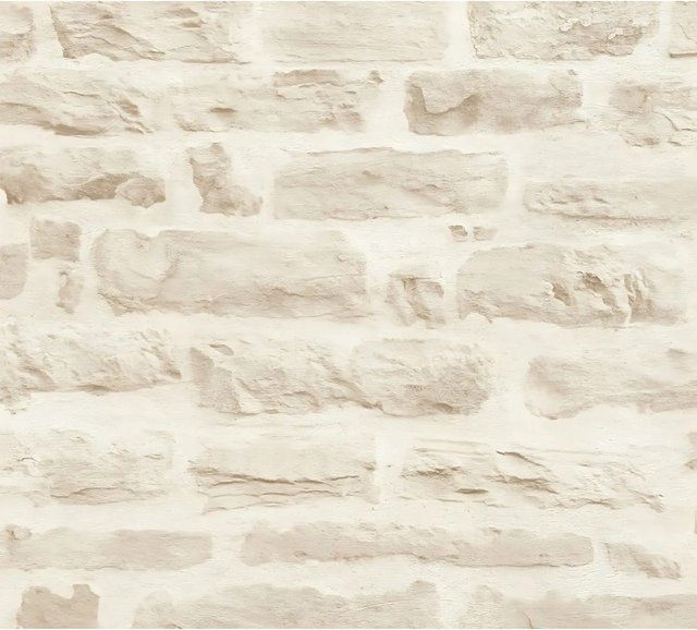 Profhome Tapete Stein Kacheln Natur in Beige und Creme, Matt, Non-Woven, 0,53 m x 10,05 m - Bild 1