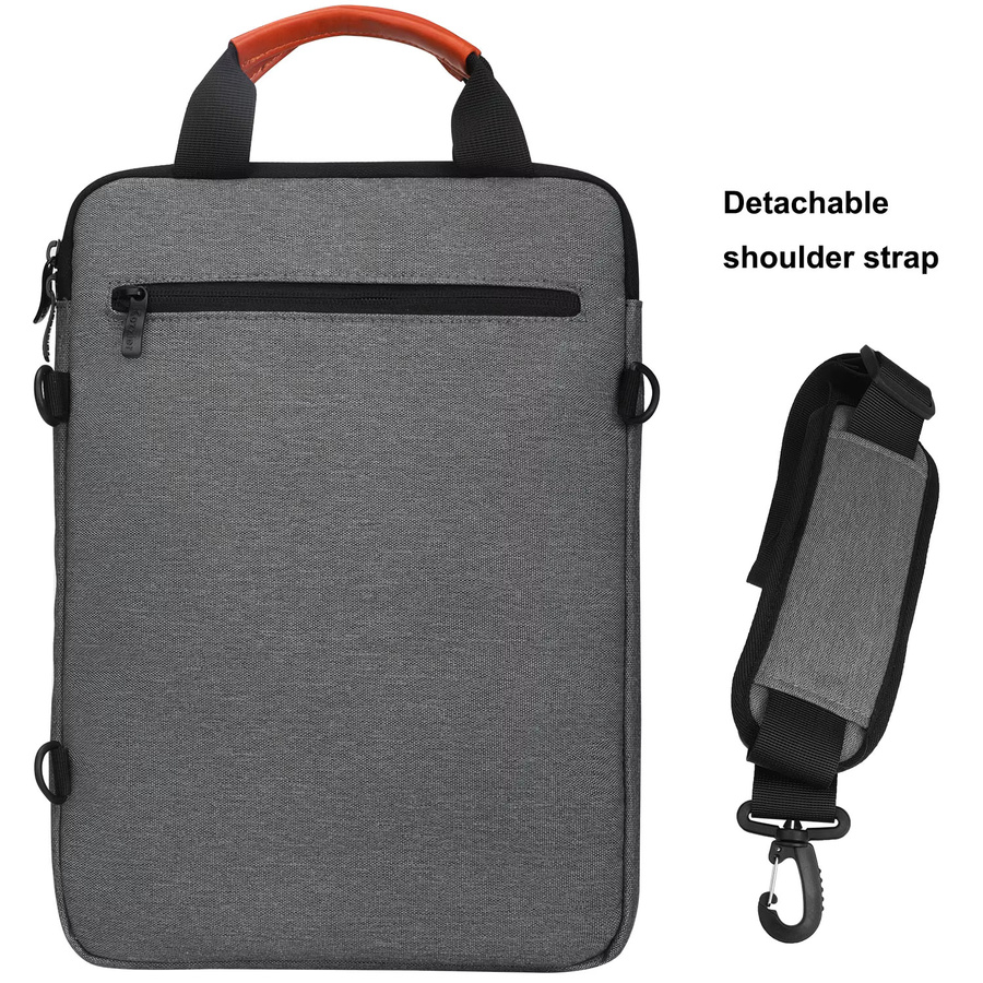 ICozzier Laptop-Umhängetasche für 12,9 bis 13,3 Zoll, Doppeltaschen-Laptop-Hülle und Tablet-Tasche für MacBook Pro und iPad Pro, Schwarz und Grau - Bild 2
