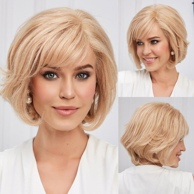 HAIRCUBE Lace-Front-Perücke, blondes Remy-Echthaar, kurzer Bob, Damen - Bild 1
