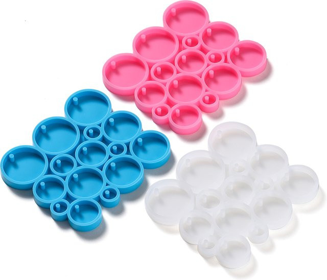AGCFABS Silikonform für runde Ohrringe und Epoxidharz Anhänger, Weiß, Durchmesser: 9,0 cm - Bild 1
