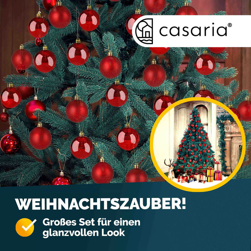 Casaria Weihnachtsbaum-Dekoration Set aus 54 runden Christbaumkugeln in Rot aus Kunststoff - Bild 2
