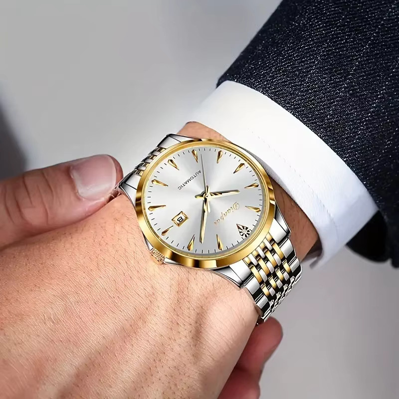 Dianpai Armbanduhr Automatik, Edelstahl, Gold, Herren - Bild 2