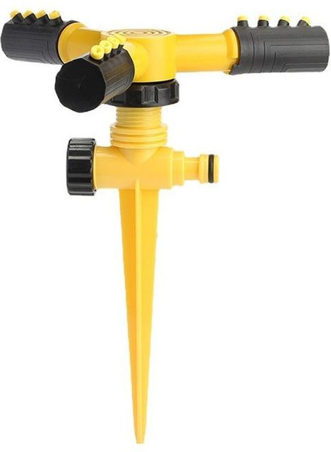 Happy6 Automatischer Gartenrasen Sprinkler mit 360 Grad Rotation für große Flächen, Gelb - Bild 1