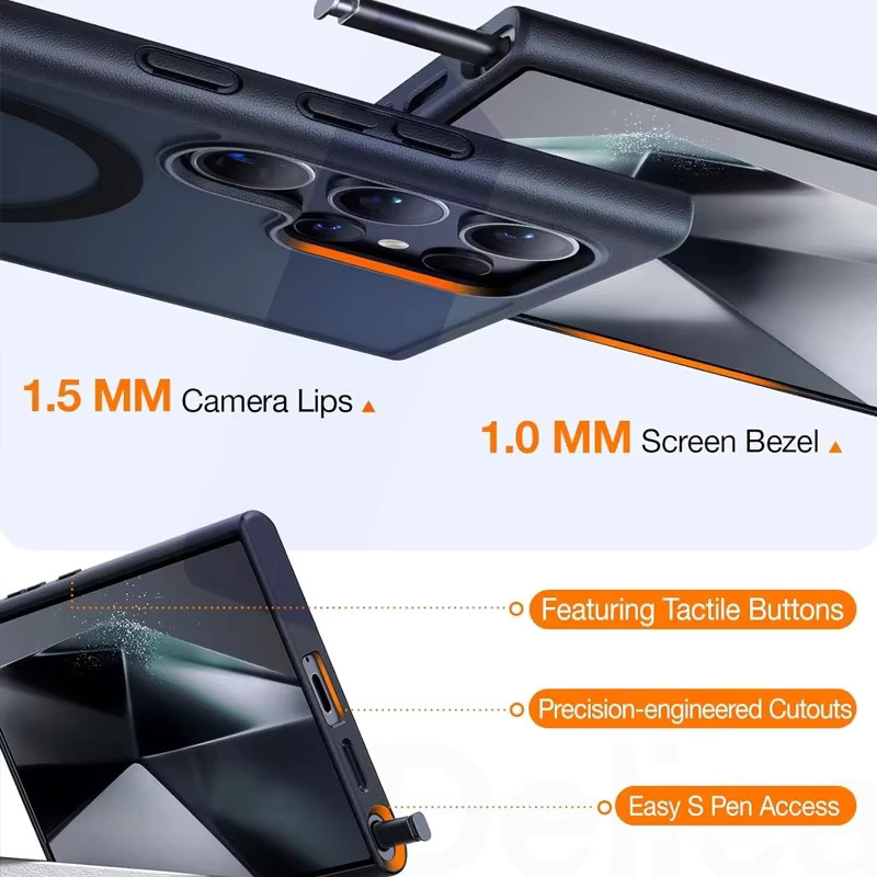 UYUXIO Magnetische Handyhülle mit Ständer für Samsung Galaxy S26 S25 S24 S23 Ultra FE S22 Plus A16 A55 A56 in Schwarz - Bild 4