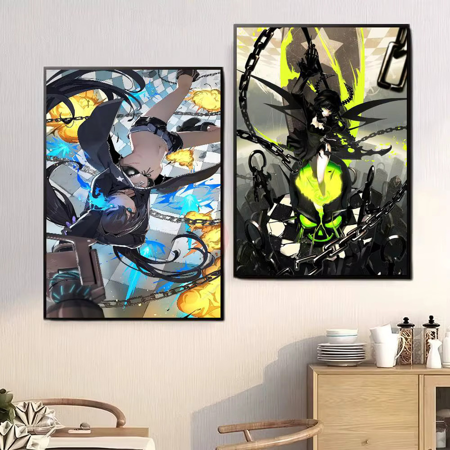 Anime Black Rock Shooter Vintage-Poster als selbstklebender Retro-Kraftpapier-Aufkleber in Multicolour, B/H: 15 x 15 cm - Bild 4