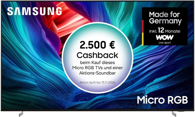 Samsung Smart TV MRE115MR95F 115 Zoll 4K Ultra HD Mini LED LCD mit 120 Hz und Sprachsteuerung in Carbonsilber/Schwarz - Bild 1