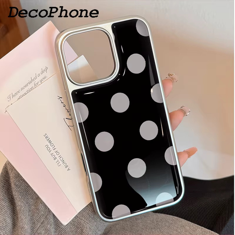 DecoPhone Epoxy-Handyhülle mit Fallschutz für iPhone 11 bis 17 Pro Max in Schwarz-Weiß gepunktet - Bild 2