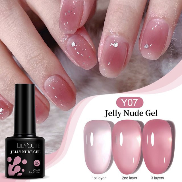 LILYCUTE Gel Nagellack, Nude Pink Peach, 7 ml, Glänzend - Bild 1