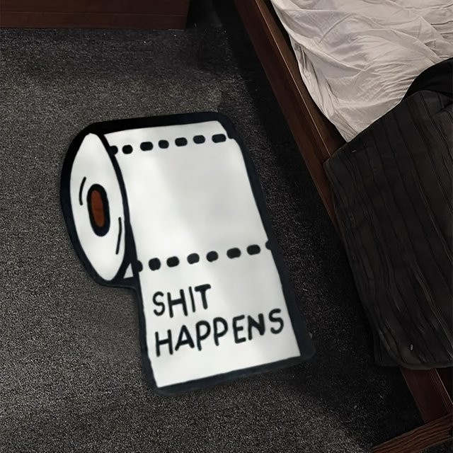 VIKAMA Teppich Shit Happen Design in Weiß für Schlafzimmer und Wohnzimmer, B/B: 50 x 80 cm - Bild 1