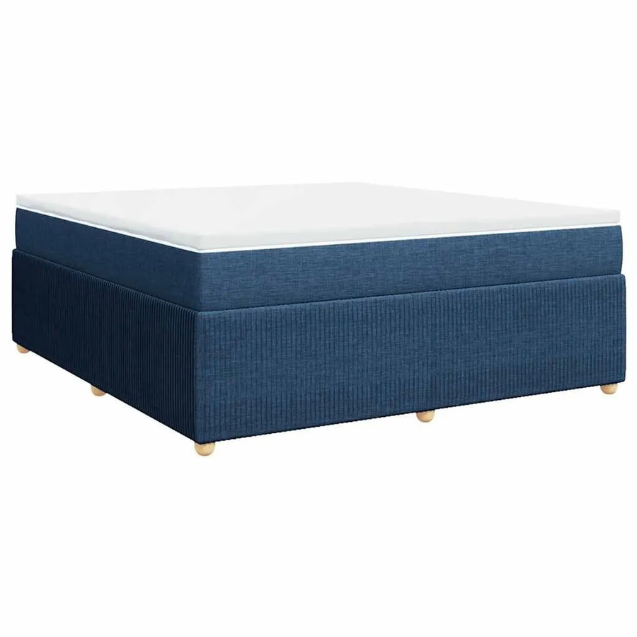 vidaXL Boxspringbett mit Matratze in Blau, Hybridbett mit Taschenfederkern aus Stoff und Kiefernholz, B/T: 180 x 200 cm - Bild 2