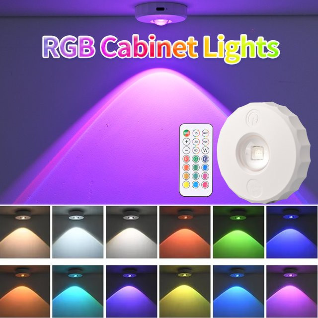 Ammtoo RGB LED Nachtlicht mit Fernbedienung, wiederaufladbare drahtlose Schrankbeleuchtung in Multicolour für Küche und Möbel - Bild 1