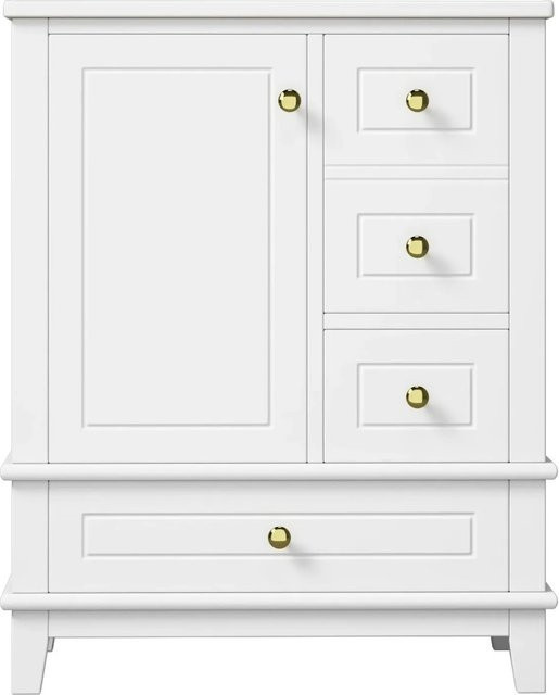 Merax Badschrank Weiß mit Waschbecken aus Keramik, Breite: 61 cm, mit 3 Schubladen und Soft-Close-Türen - Bild 1