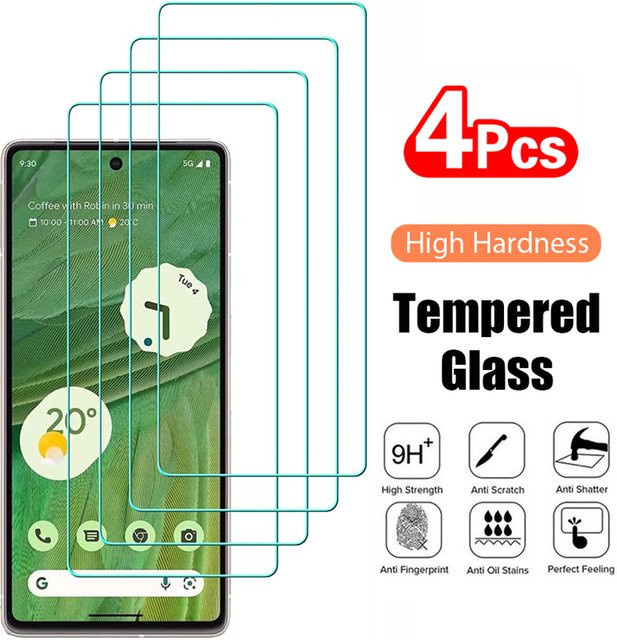 4er-Pack Gehärtetes Glas Displayschutz Transparent für Google Pixel 9 10 8 Pro 9A 8A 7 7A Schutzfolie - Bild 1