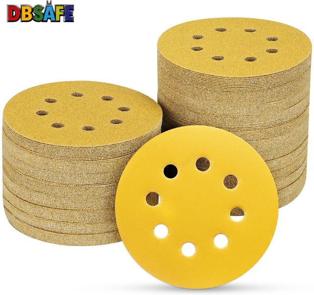 Sanke Rescue Klett-Schleifpapier Set für Exzenterschleifer, 5 Zoll, 8-Loch, Gold, Körnung 40 bis 800 - Bild 1