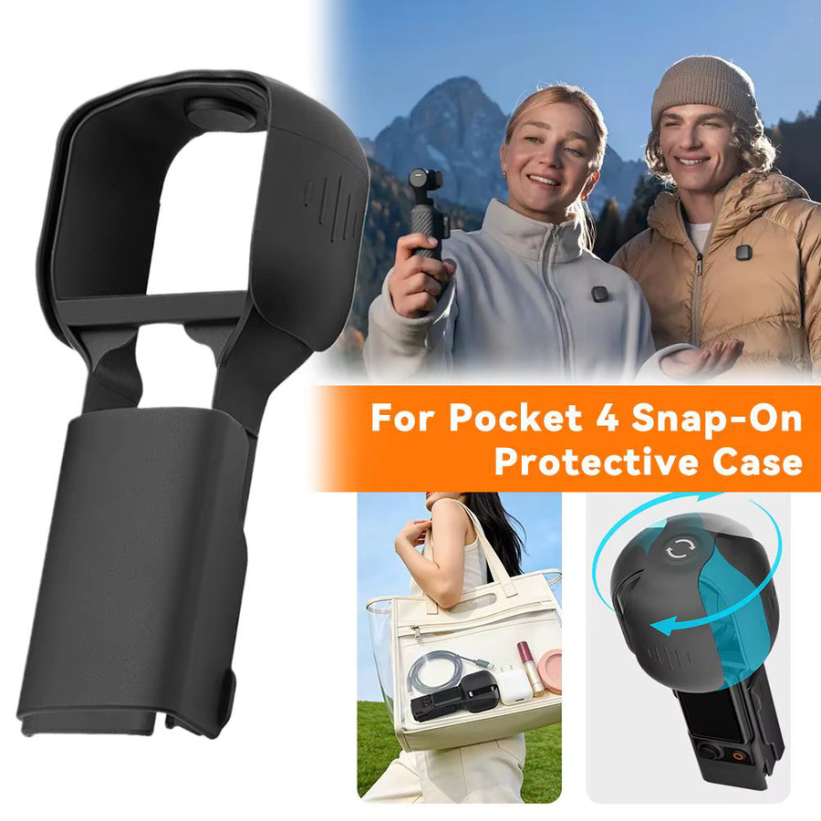 DJI Pocket 4 Snap-On Schutzhülle mit integriertem Gimbal-Schutz und Desktop-Ständer in Schwarz - Bild 2