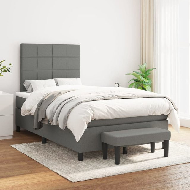 vidaXL Boxspringbett mit Matratze Hybrid Dunkelgrau B/T/H: 120 x 200 x 128 cm - Bild 2
