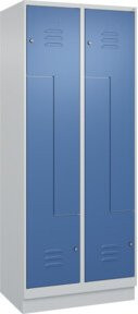 C+P Z-Spind Classic PLUS mit Sockel, 4 Fächer, Zylinderschloss, Grau/Blau, H x B x T: 195 x 80 x 50 cm - Bild 1