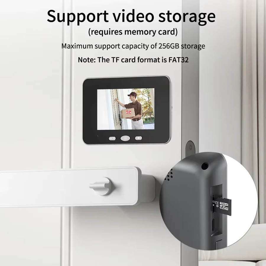 Extractme Tuya WIFI Video-Türklingel-Kamera in Schwarz mit 1080P HD, PIR Nachtsicht, Bewegungserkennung, Zwei-Wege-Audio und Türspion-Funktion - Bild 6