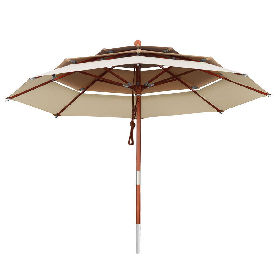 anndora Sonnenschirm Brise rund in Khaki und Mocca mit 3-Etagen-Design und UPF 50+ Schutz, Durchmesser: 3,5 m - Bild 1