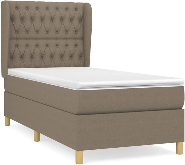 vidaXL Boxspringbett mit Matratze Hybrid-Modell in Taupe, B/T: 90 x 190 cm - Bild 1