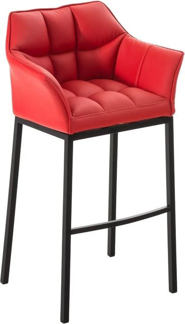 DELUKE Barhocker GIBEL Tresenhocker aus Kunstleder in Rot mit Lehne, B/T/H: 64 x 48 x 110 cm - Bild 1
