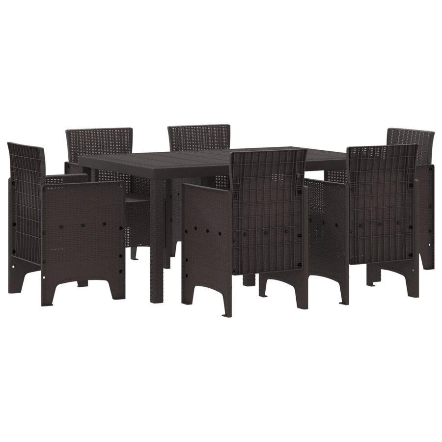 vidaXL 7-teiliges Garten-Esszimmer-Set aus braunem Poly-Rattan - Bild 2