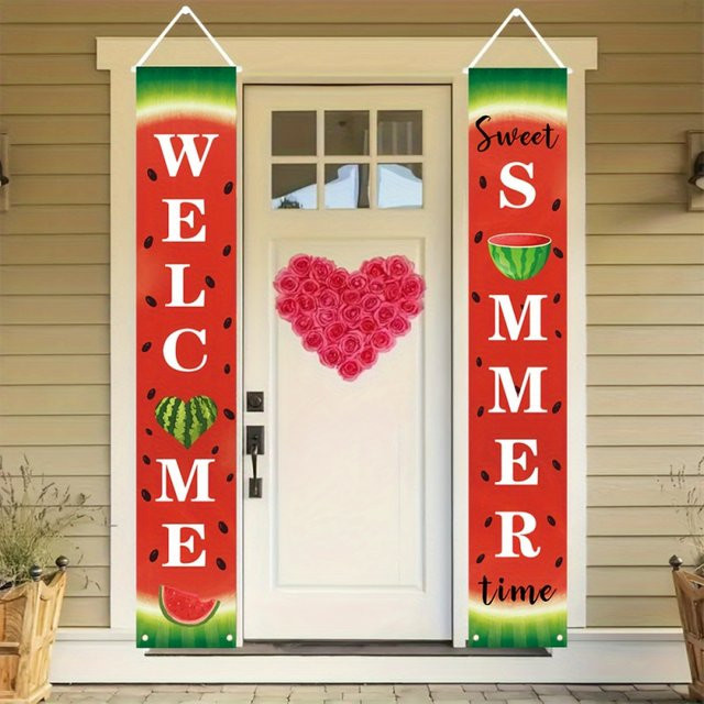 VIKAMA Sommer-Wassermelonen-Verandabanner als dekoratives Wandbanner für die Haustür, Mehrfarbig, B: 30,0 cm, H: 180,0 cm - Bild 1