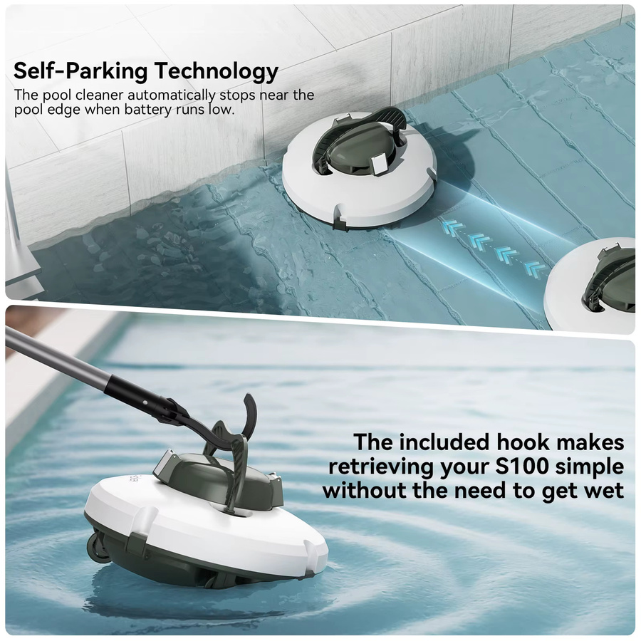 Redkey S100 Kabelloser Roboter-Poolreiniger in Weiß mit Doppelmotoren und Selbstparkfunktion für Flachboden-Pools - Bild 2